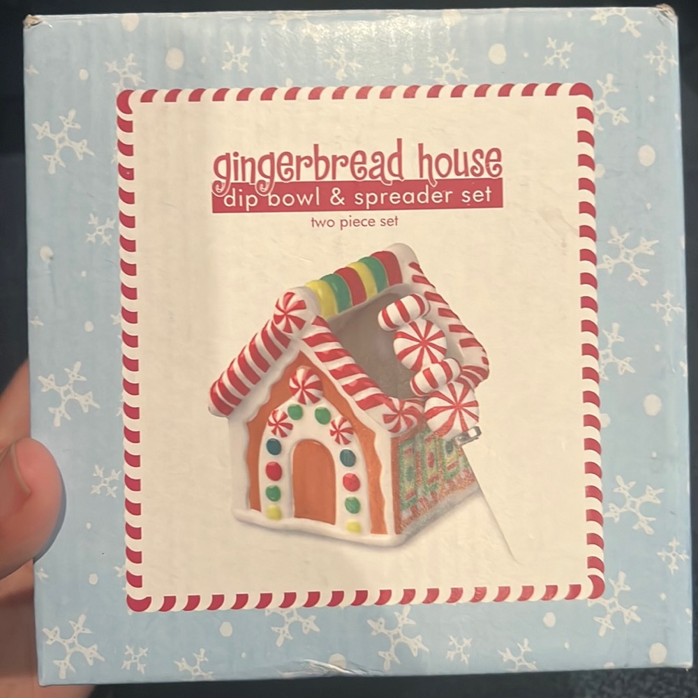 Pier 1 gingerbread house dip bowl & spreader set